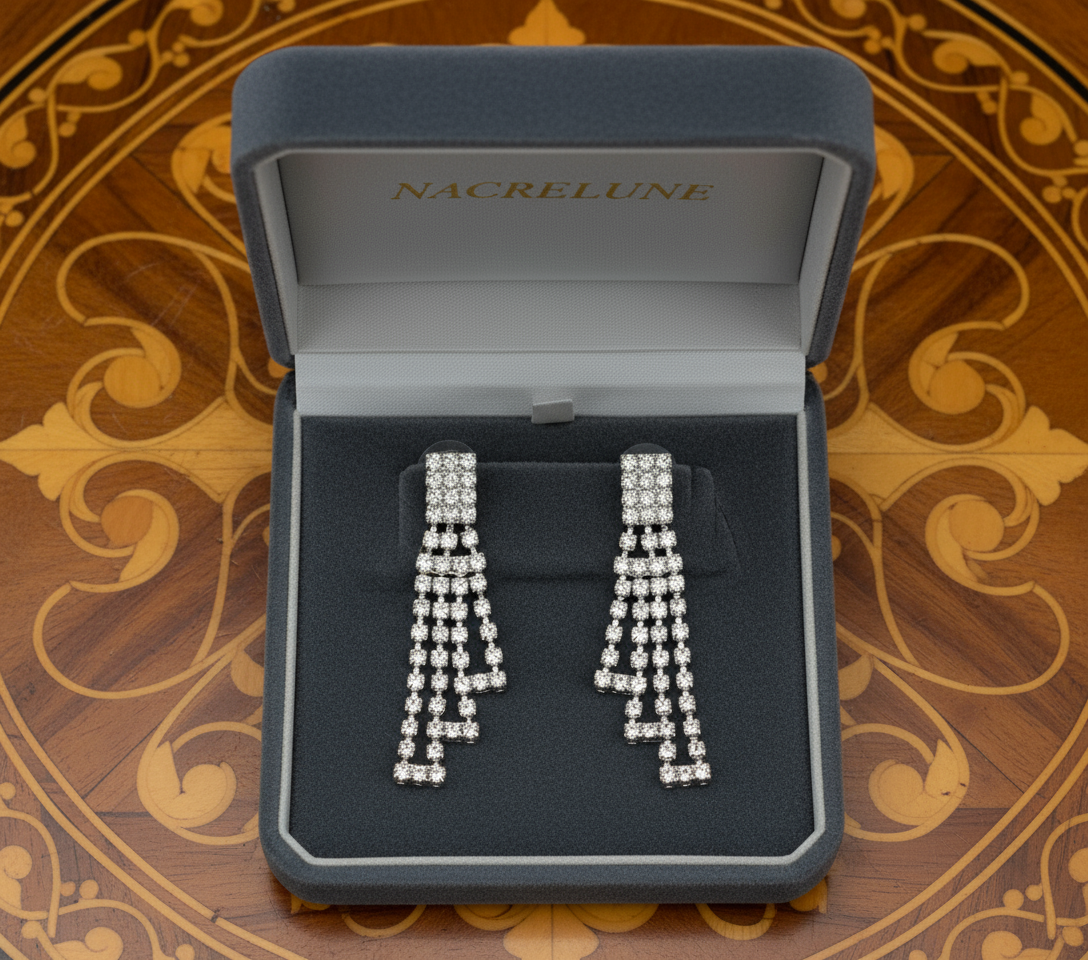 longues boucles d'oreille en strass en dégradé nacrelune.com boucles d'oreille