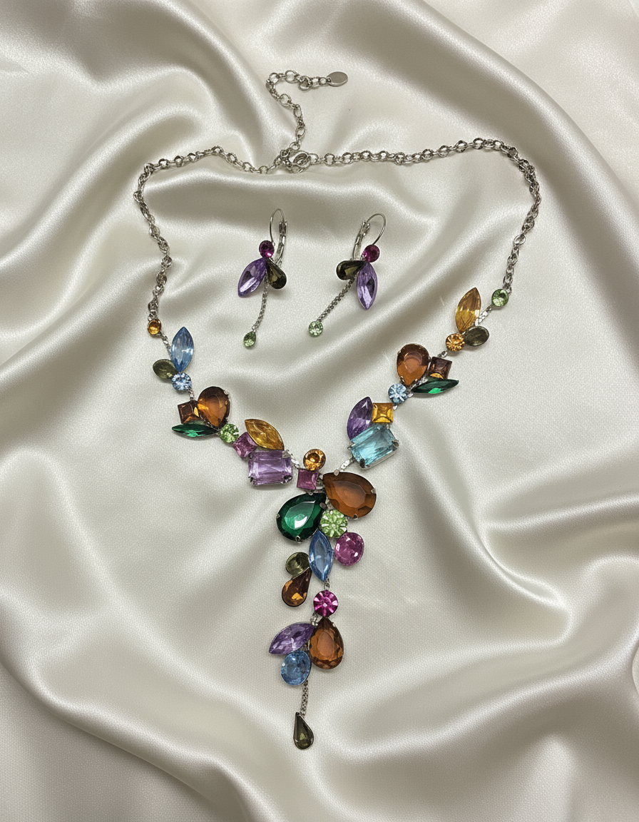 Collier en strass multicolores nacrelune.com parure