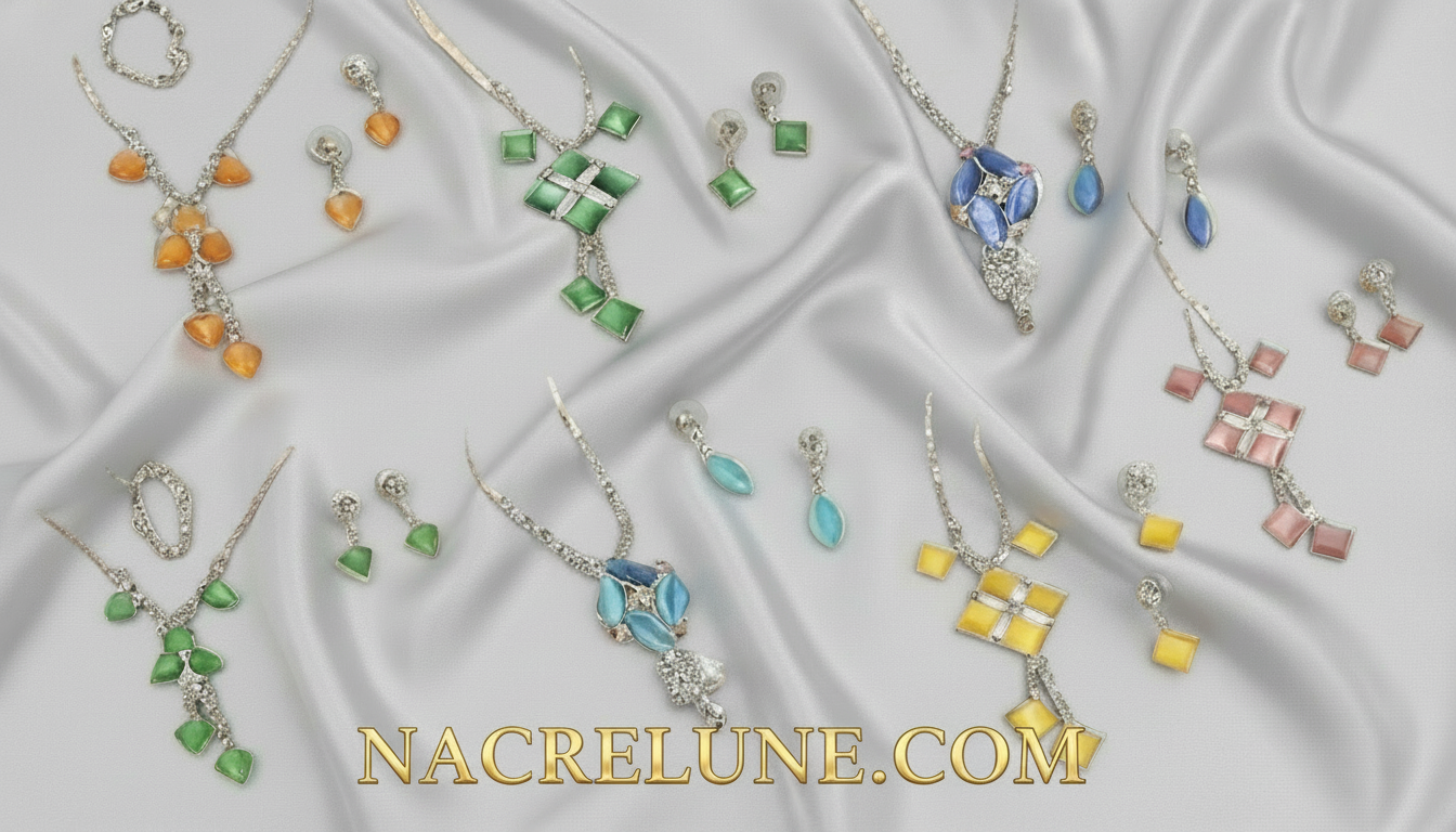 Parure oeil du chat et strass NACRELUNE parure