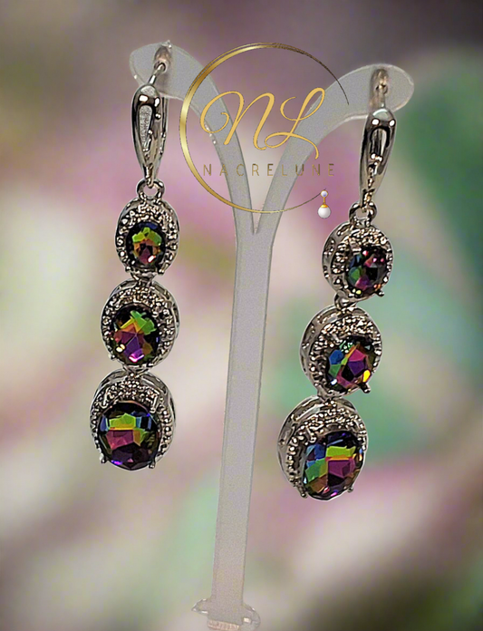 Boucles d’oreille en argent avec topazes mystiques
