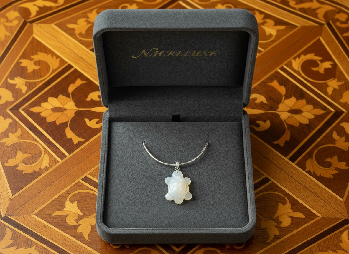 Pendentif en nacre en forme de tortue nacrelune.com pendentif