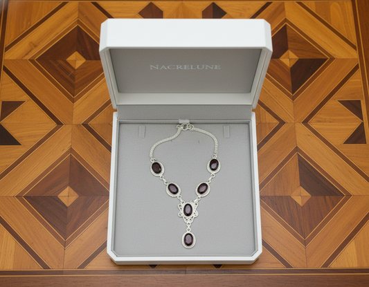 Collier argent et grenats taillés NACRELUNE collier