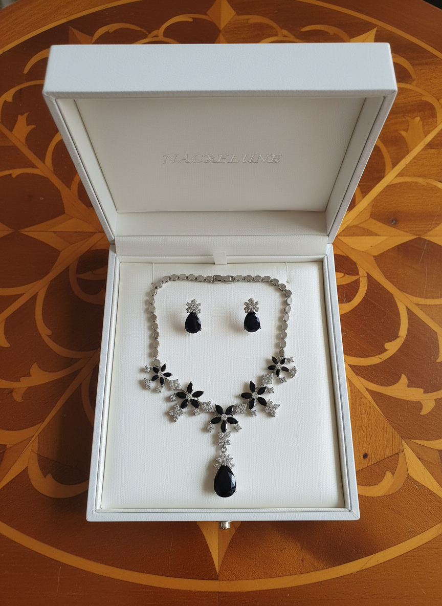 parure en zirconia imitation saphirs : choisissez votre couleur NACRELUNE parure