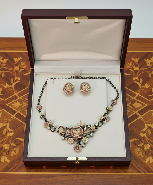 Parure de fleurs en émail NACRELUNE parure