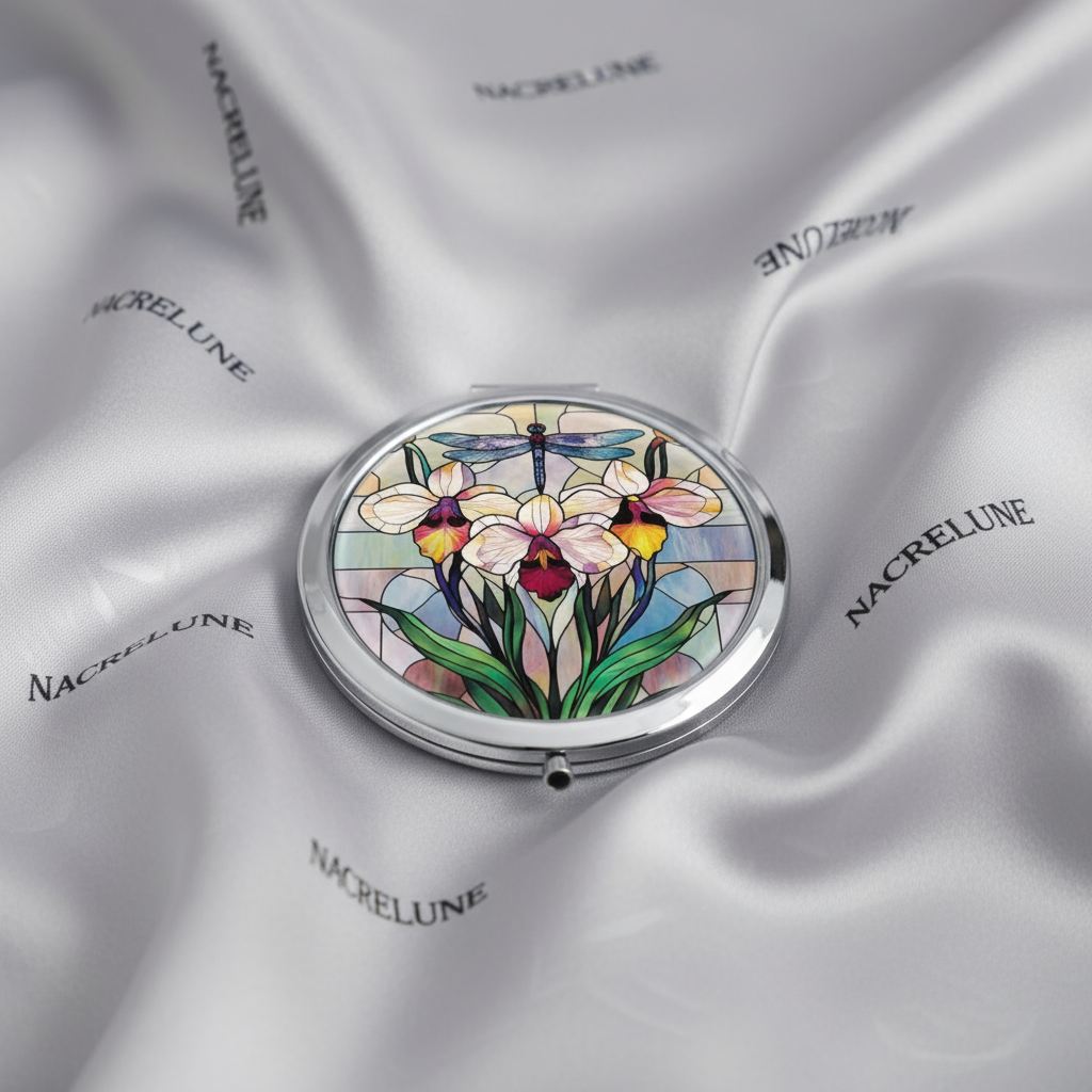 Miroir de maquillage pour le sac : choisissez votre modèle B orchidées colorées nacrelune.com accessoires