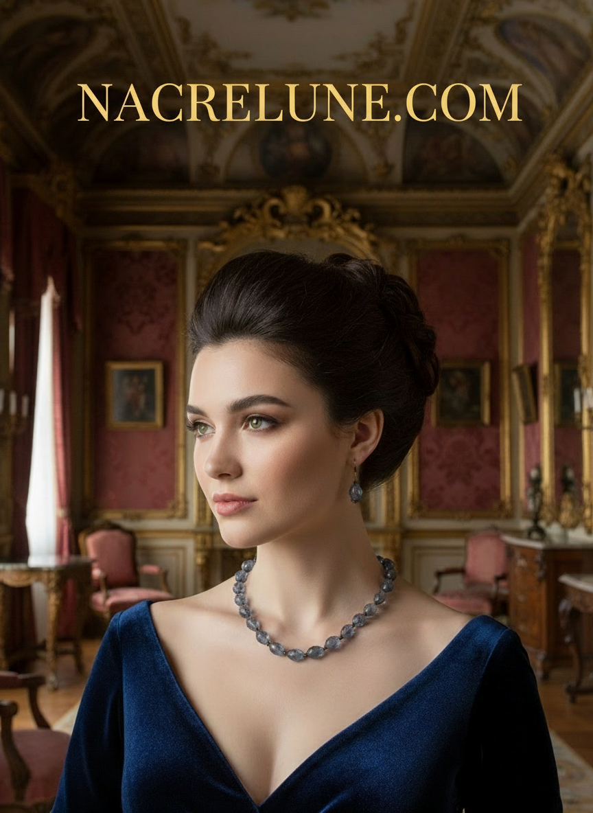 parure en perles de verre bleu NACRELUNE parure