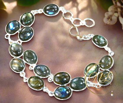 Bracelet en argent avec labradorites