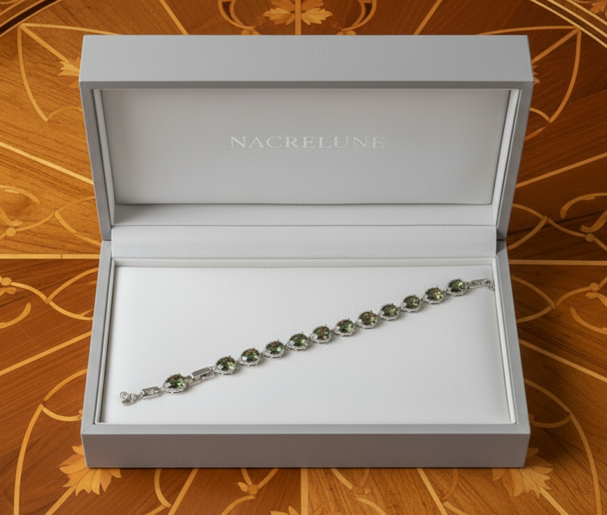 Bracelet en argent avec topazes taillées traitées mystique nacrelune.com bracelet