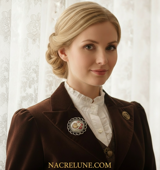 Broche camée de style steampunk NACRELUNE broche