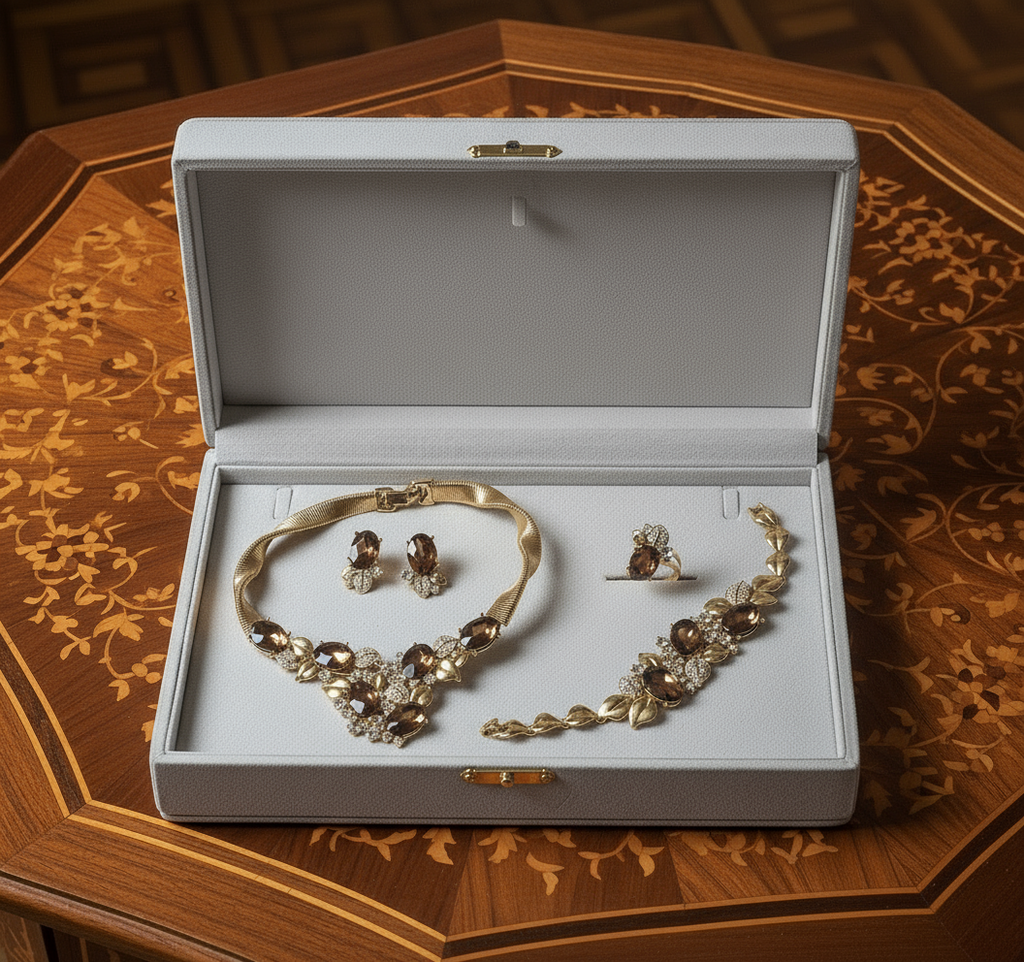 Parure complète en strass topaze nacrelune.com parure