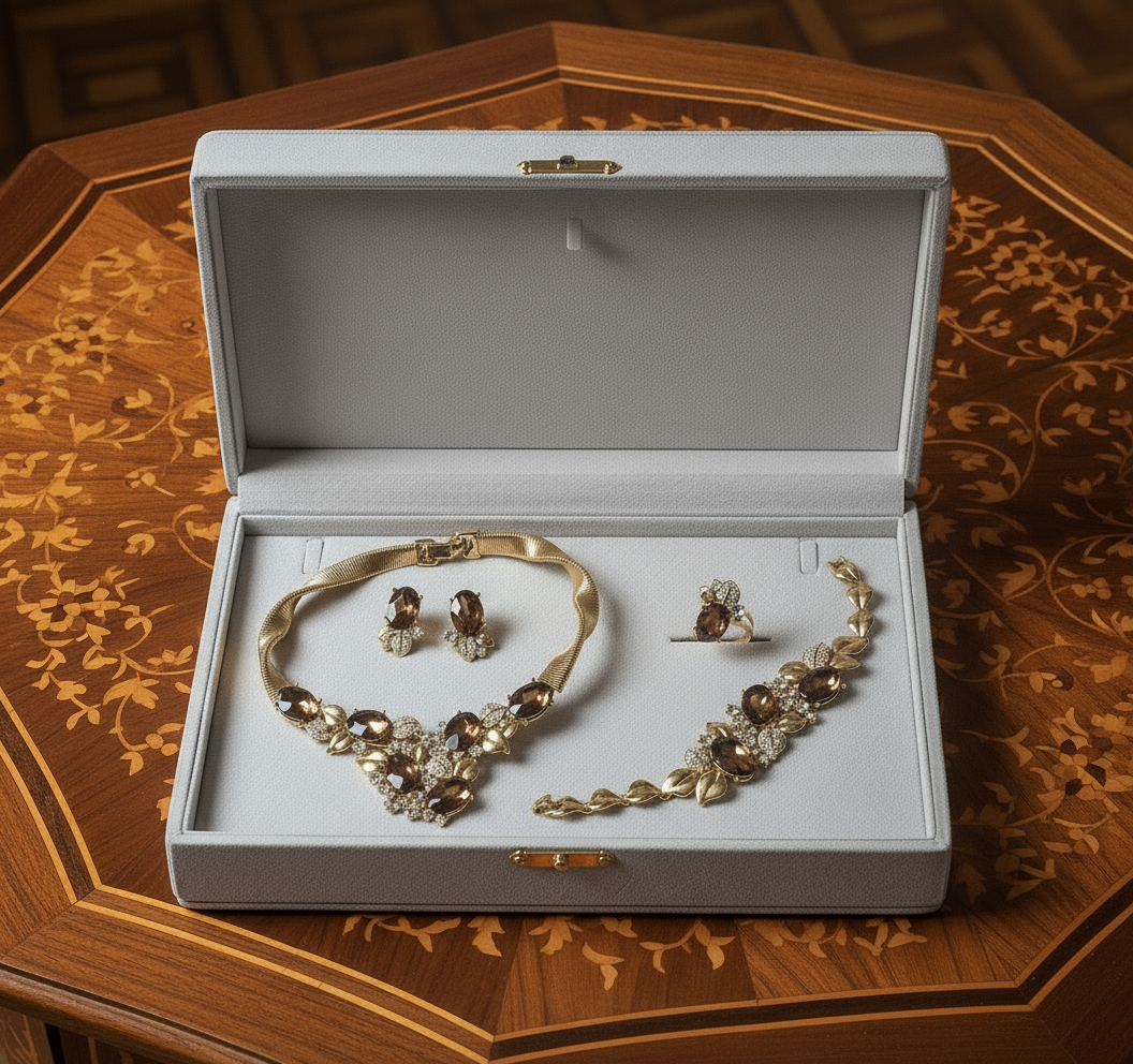 Parure complète en strass topaze nacrelune.com parure