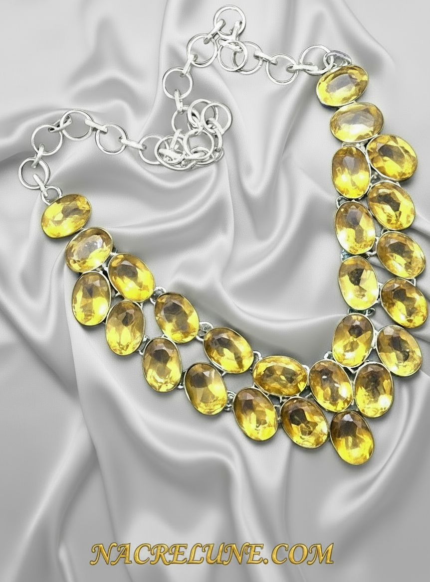 Collier en argent avec citrines taillées NACRELUNE collier