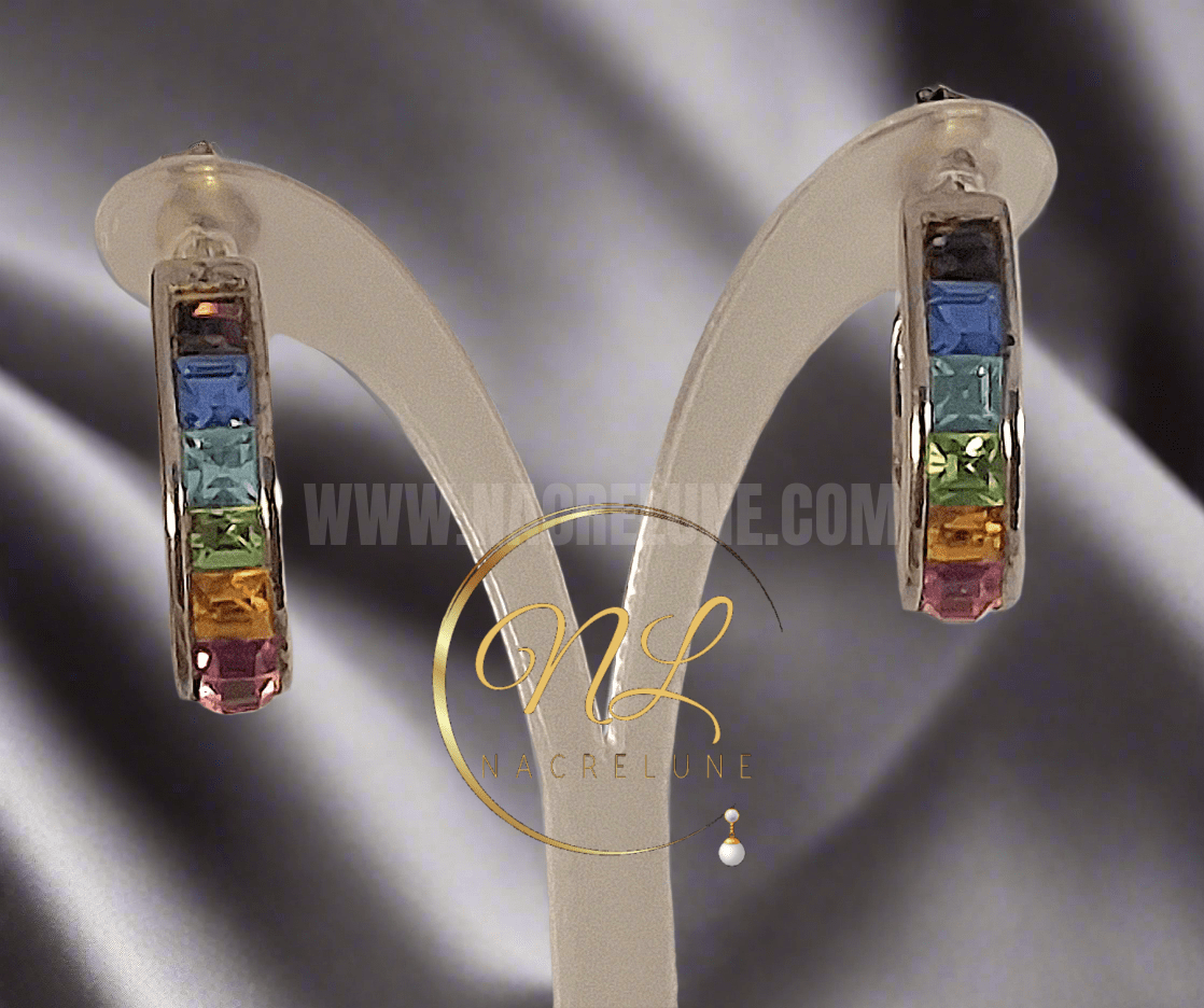 Boucles d’oreille en strass multicolores