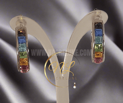 Boucles d’oreille en strass multicolores