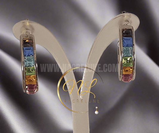 Boucles d’oreille en strass multicolores