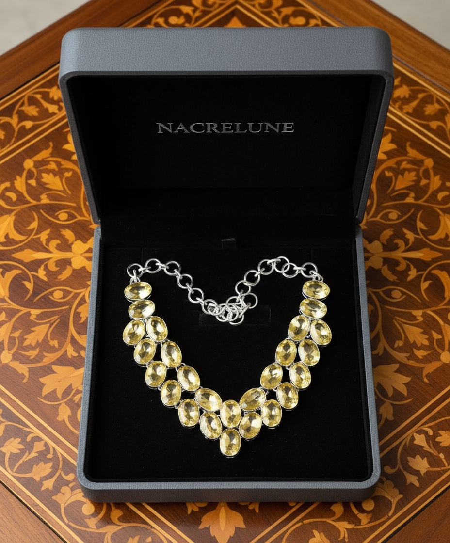 Collier en argent avec citrines taillées nacrelune.com collier