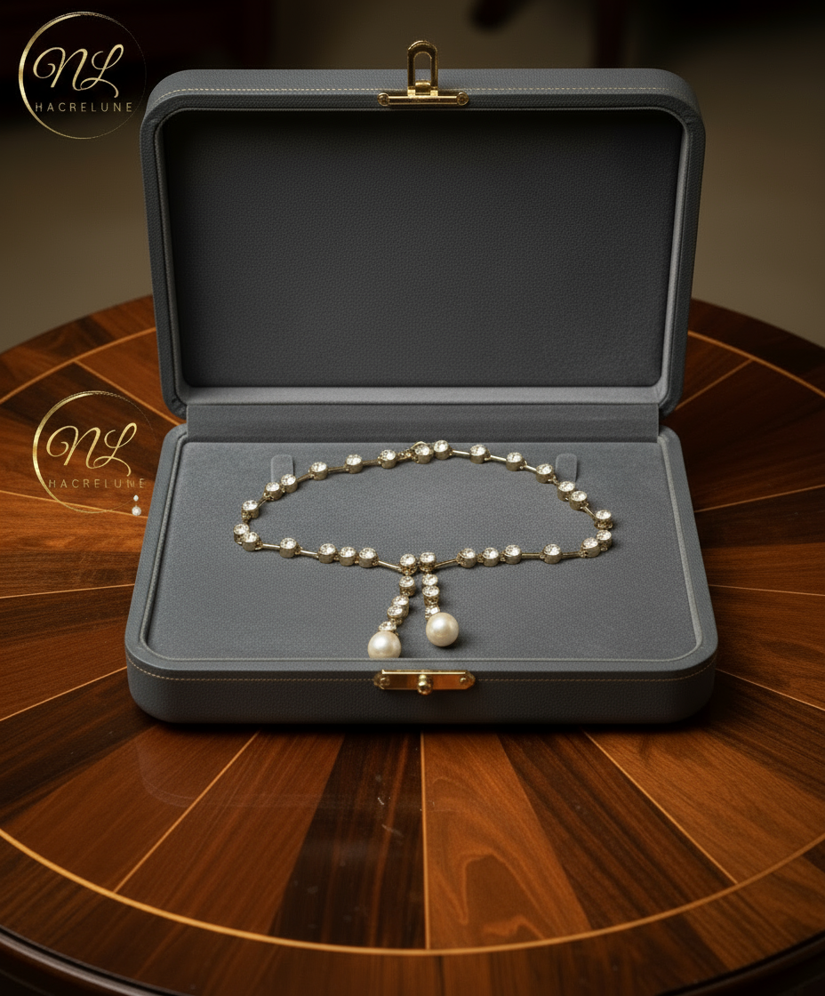 Parure dorée avec grandes perles fantaisie et strass NACRELUNE parure