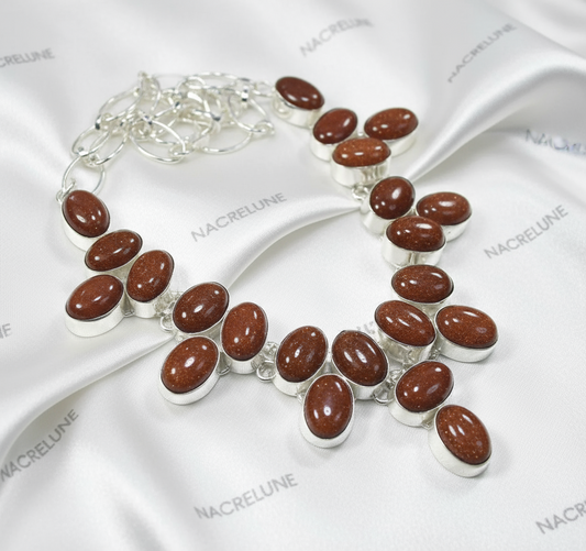 Collier en argent 925 avec pierres de soleil NACRELUNE collier