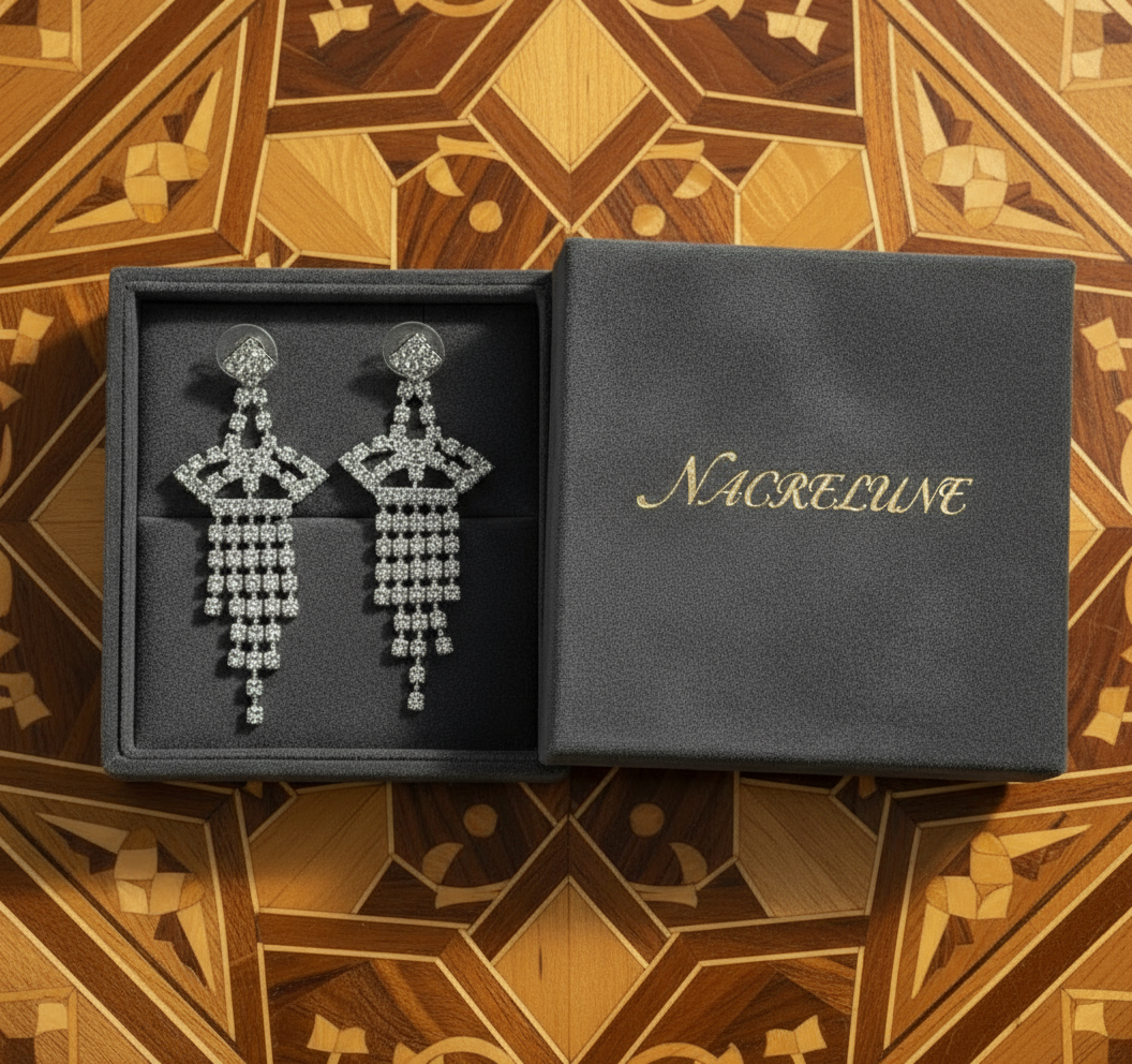 longues boucles d'oreille en strass NACRELUNE boucles d'oreille