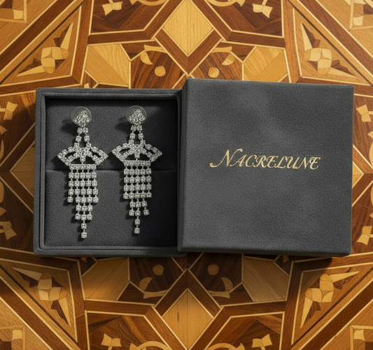 longues boucles d'oreille en strass NACRELUNE boucles d'oreille