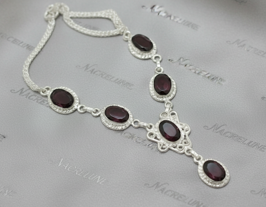 Collier argent et grenats taillés NACRELUNE collier