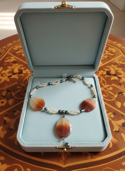 🎃Collier agates et perles de culture NACRELUNE collier
