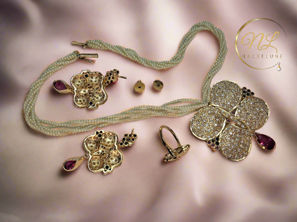Parure en zirconia sur perles fines