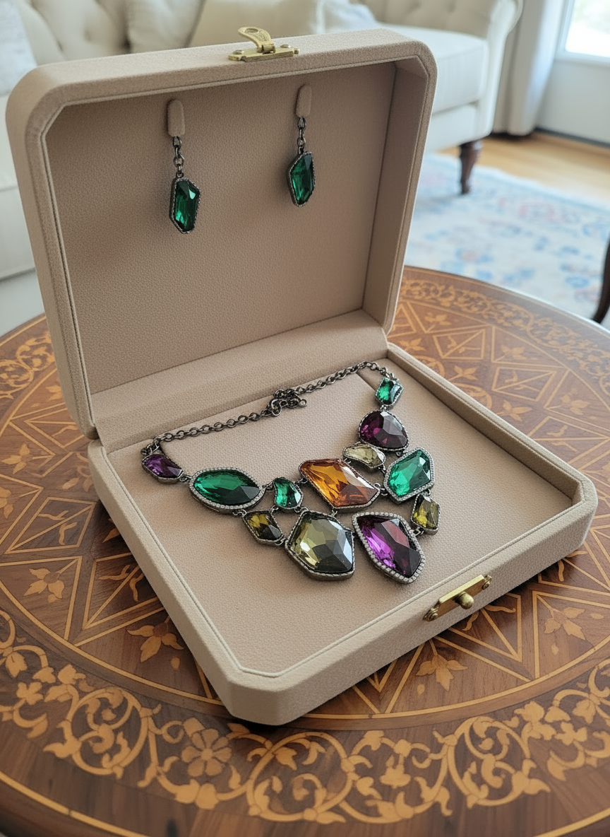 Parure en strass multicolores très légère nacrelune.com parure