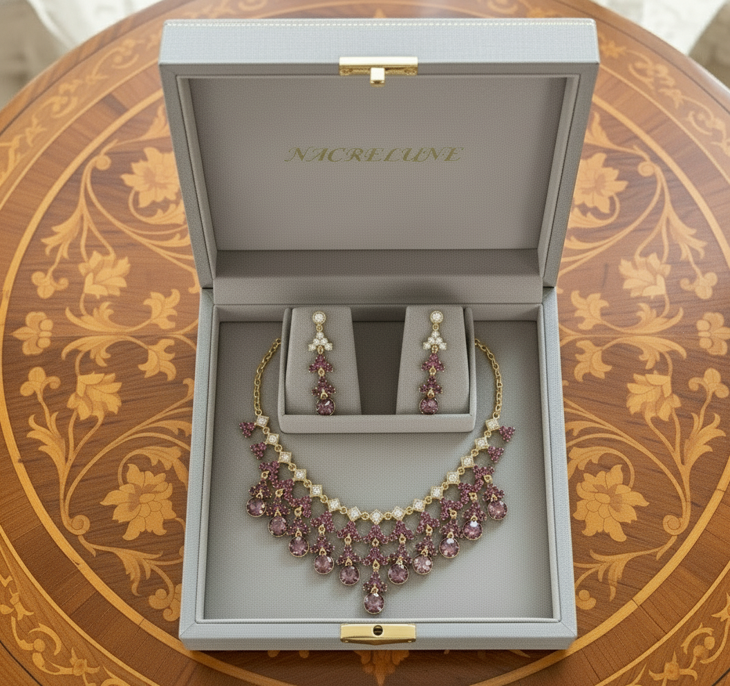 Parure en strass avec pampilles rondes : choisissez votre couleur NACRELUNE parure