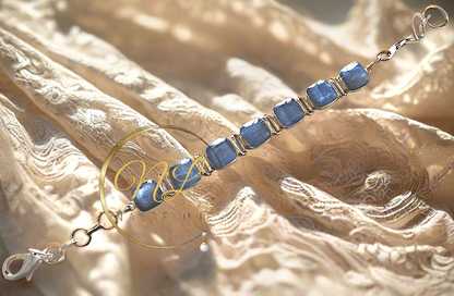 Bracelet en argent avec cyanites polies
