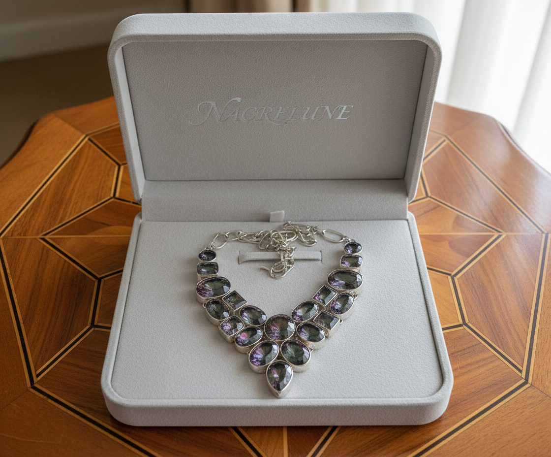 Collier en argent 925 et topazes traitées mystique NACRELUNE collier