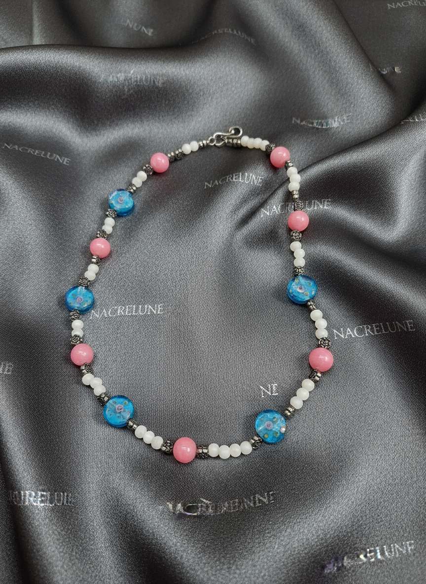 Collier en perles de verre nacrelune.com collier
