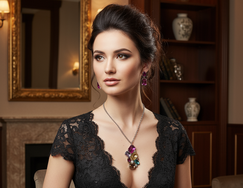 Parure en strass très légère nacrelune.com parure