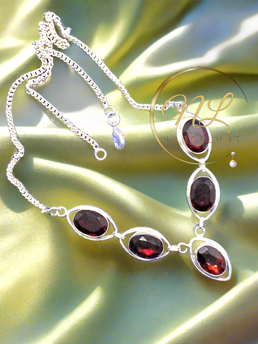 Collier en argent et grenats taillés nacrelune.com collier