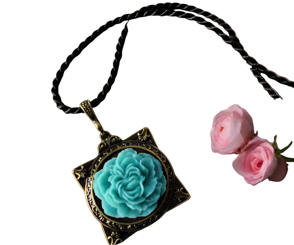 Pendentif cadre avec fleur, choisissez votre couleur nacrelune.com pendentif