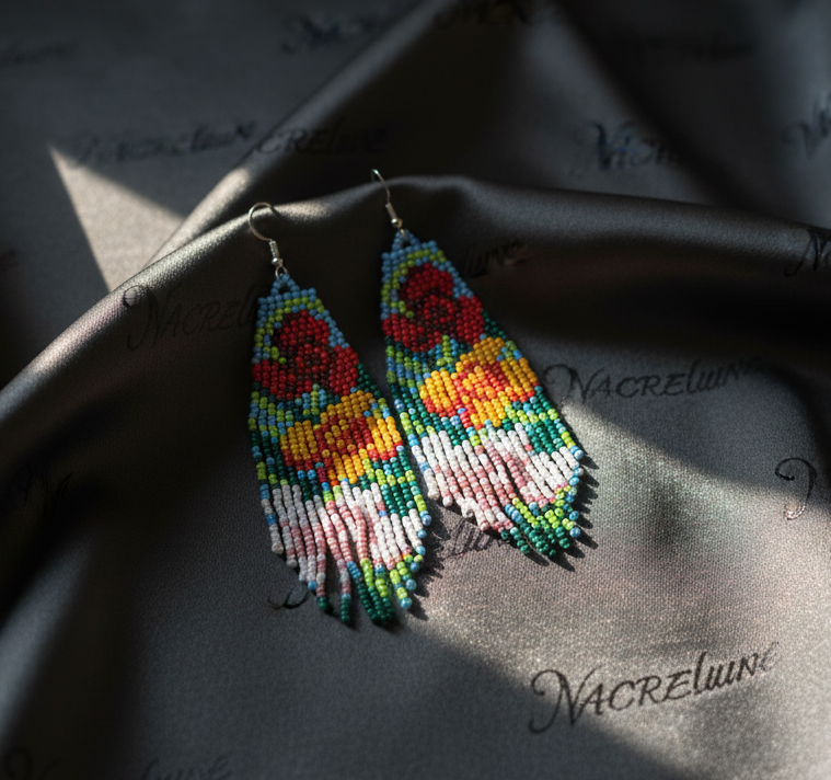 Boucles d’oreille tissage de perles nacrelune.com boucles d'oreille