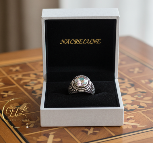 Bague en argent 925 avec topaze traitée mystique multicolore NACRELUNE Bague