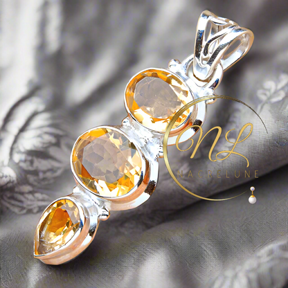 Pendentif en argent 925 avec citrines taillées