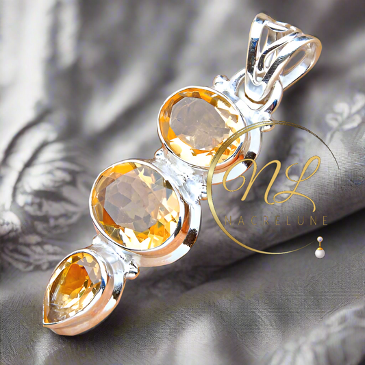 Pendentif en argent 925 avec citrines taillées