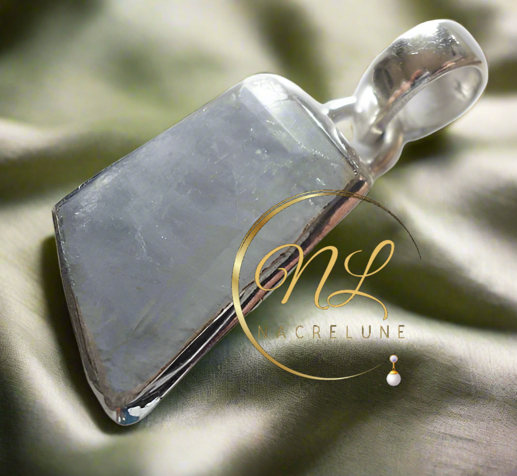 pendentif en argent 925 avec pierre de lune gris bleu