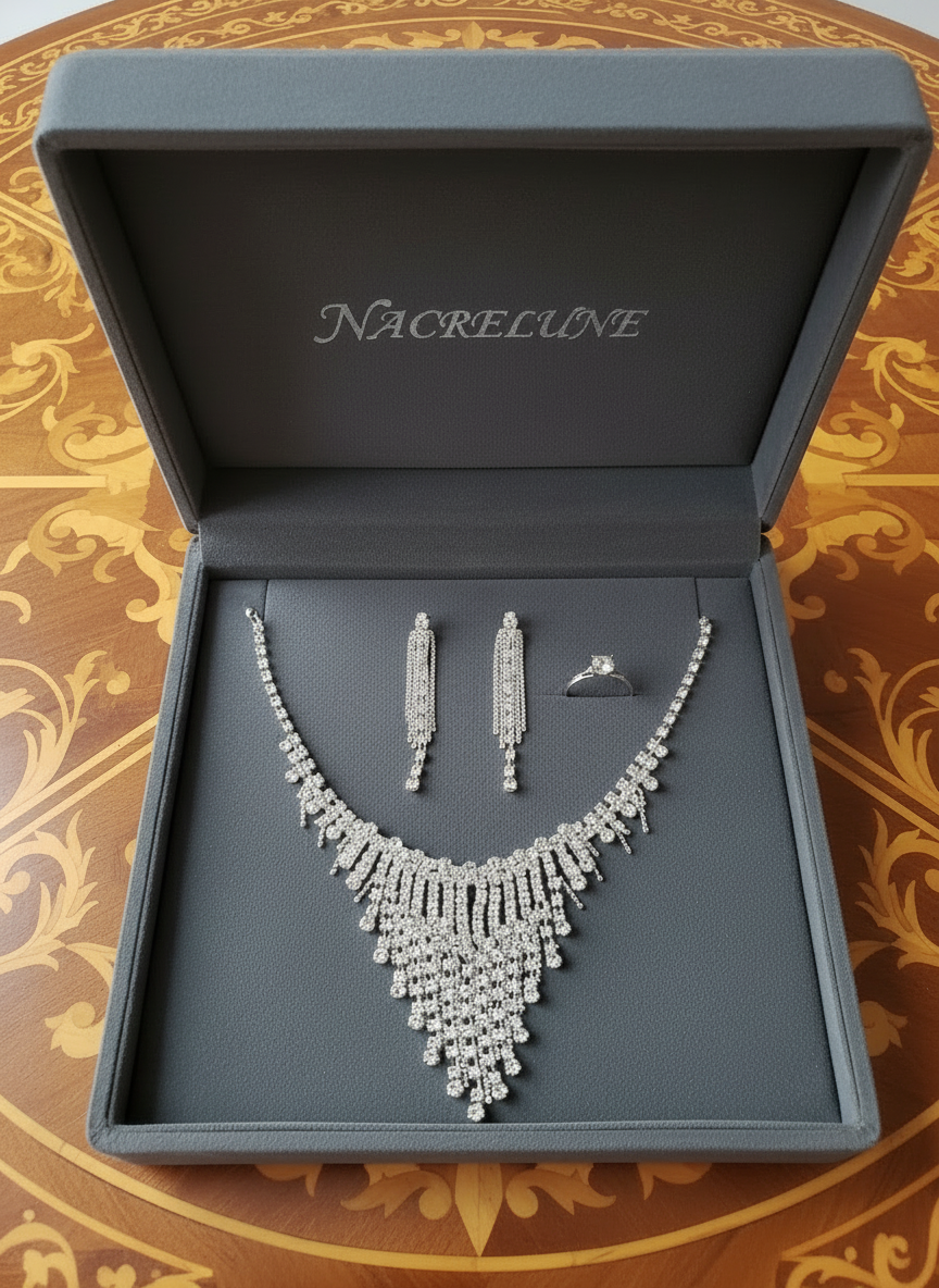 Parure complète strass en triangle nacrelune.com parure