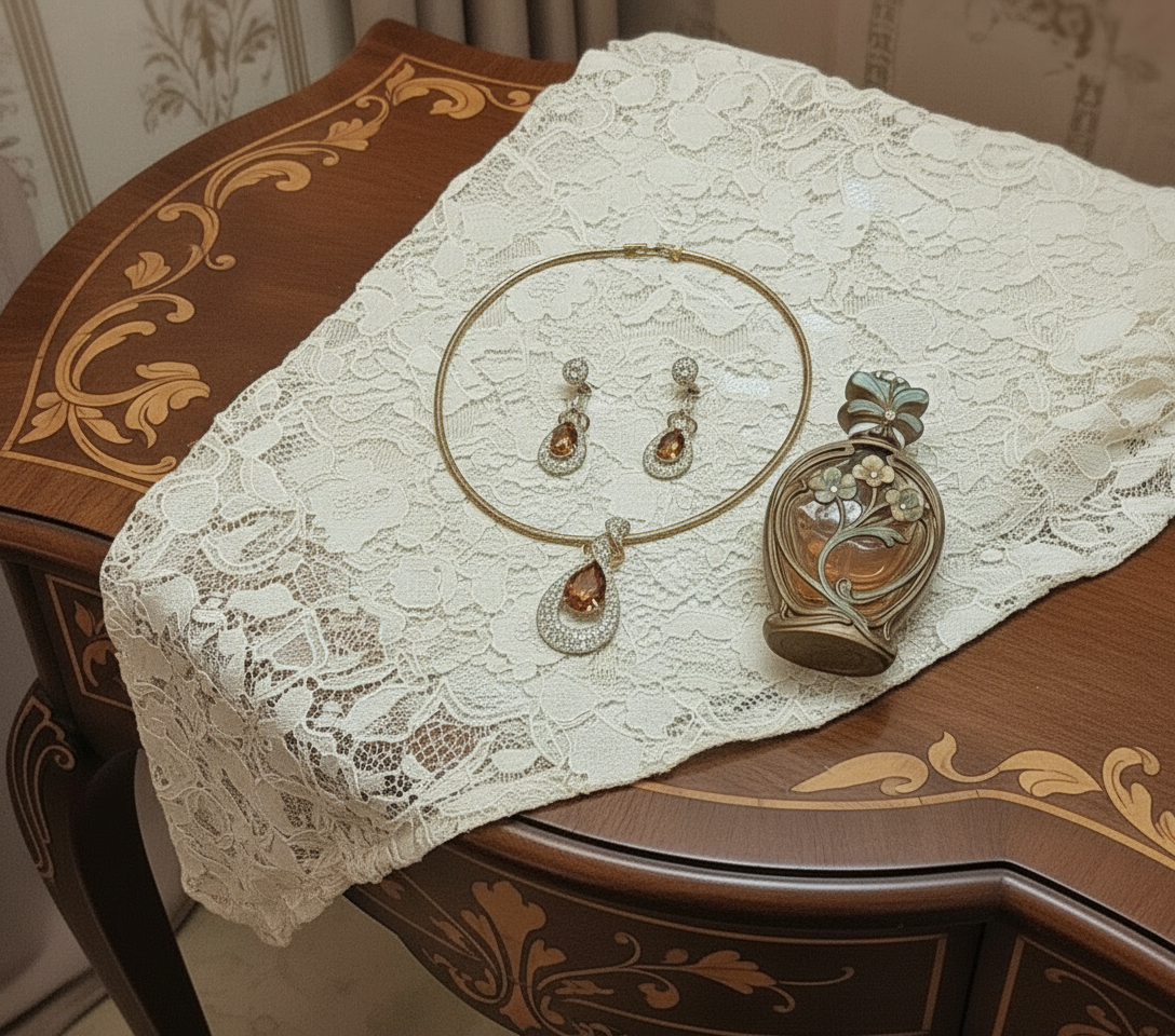 Parure avec zirconia topaze marron entouré de strass NACRELUNE parure