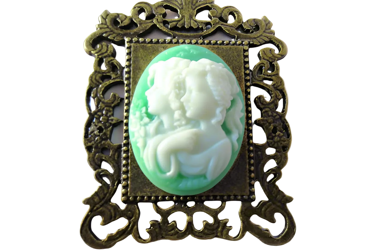 Pendentif camée en résine représentant 2 jeunes filles, choisissez votre couleur nacrelune.com pendentif