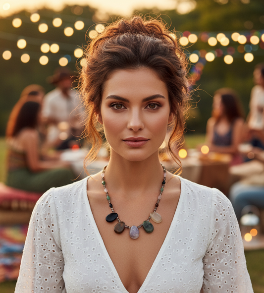 🎃Collier de pierres naturelles semi précieuses NACRELUNE collier