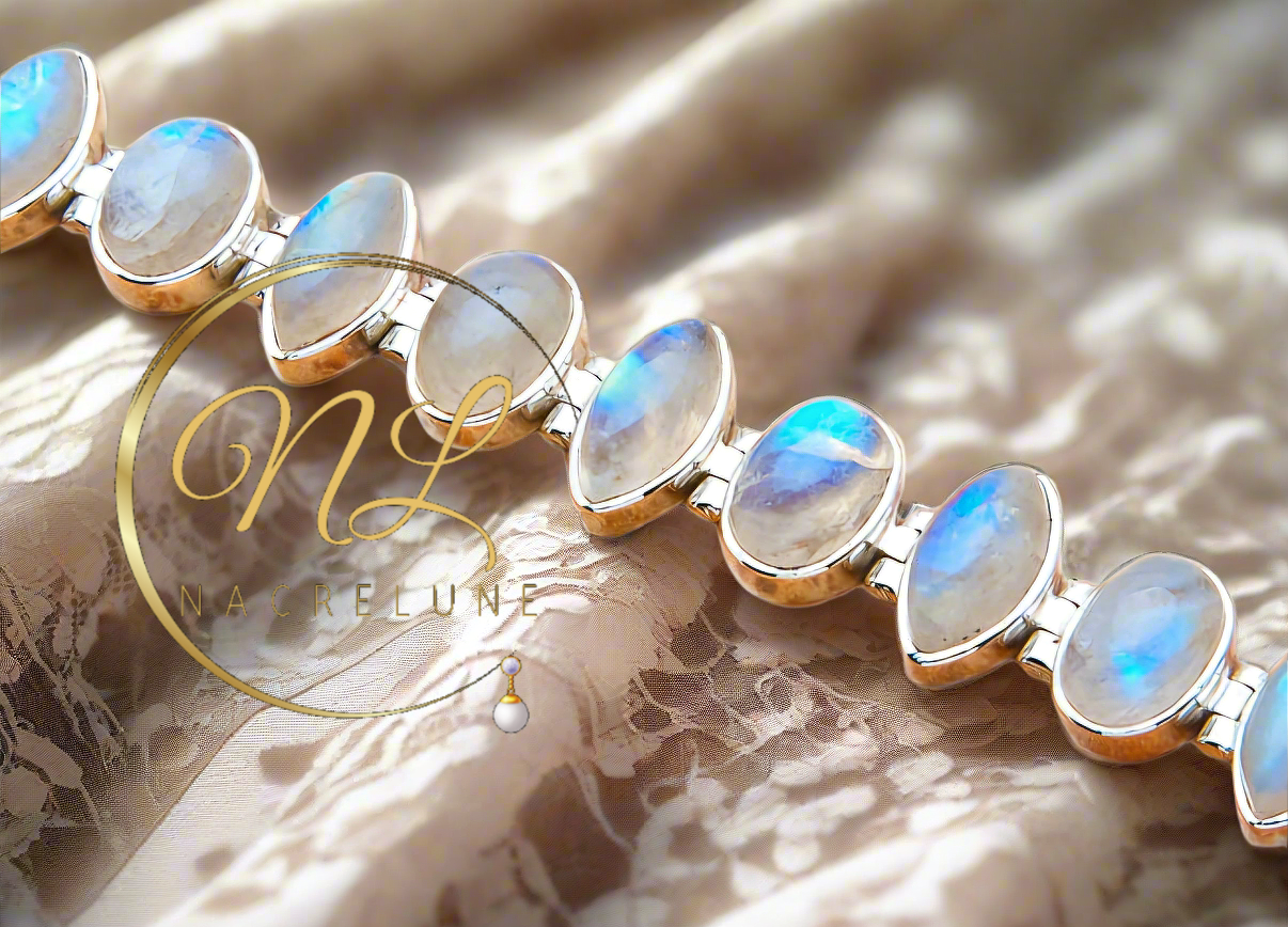 Bracelet en argent et pierres de lune
