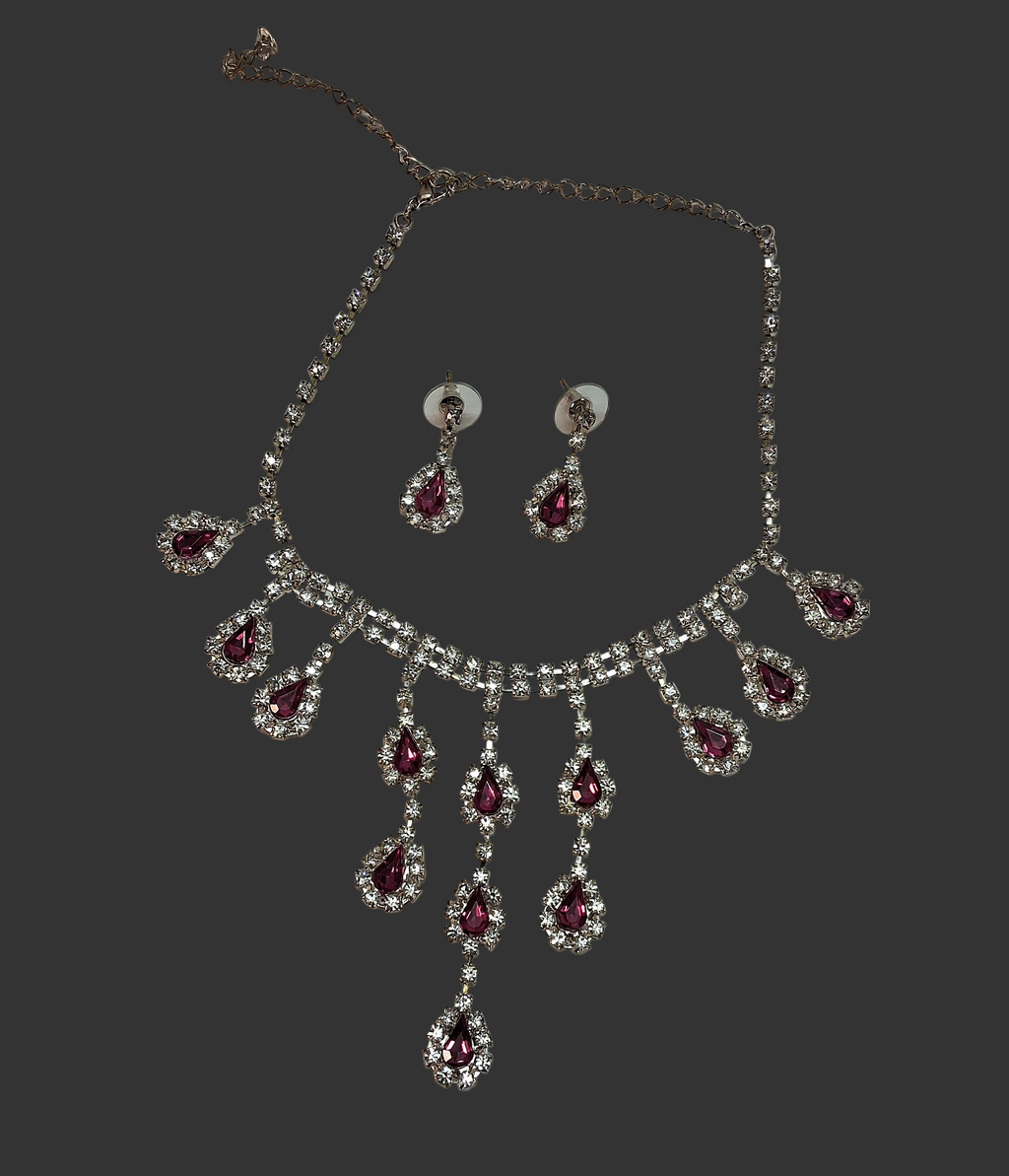 👑Parure vintage aux strass roses nacrelune.com parure