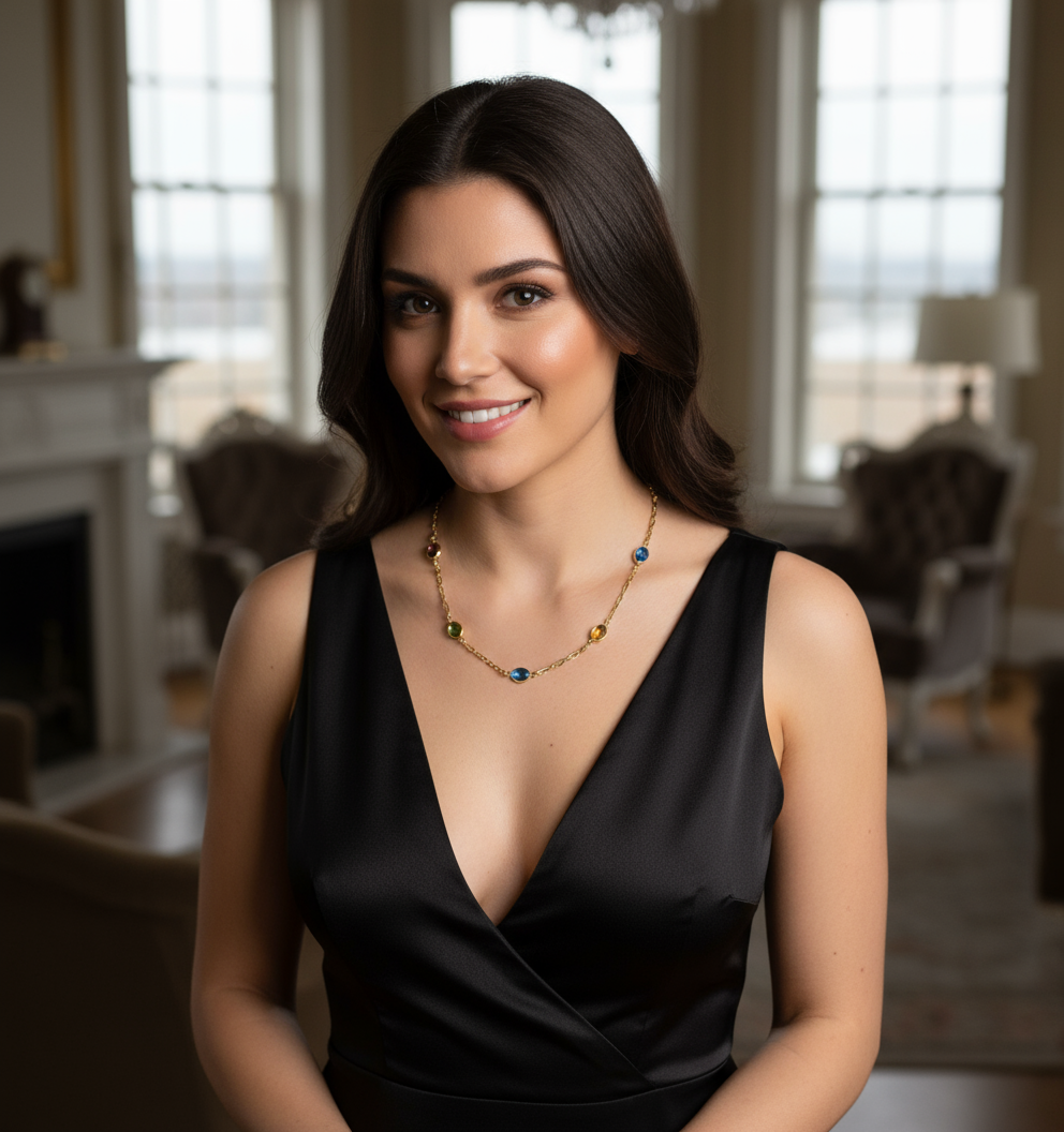 collier et bracelet en plaqué or avec pierres fines nacrelune.com parure