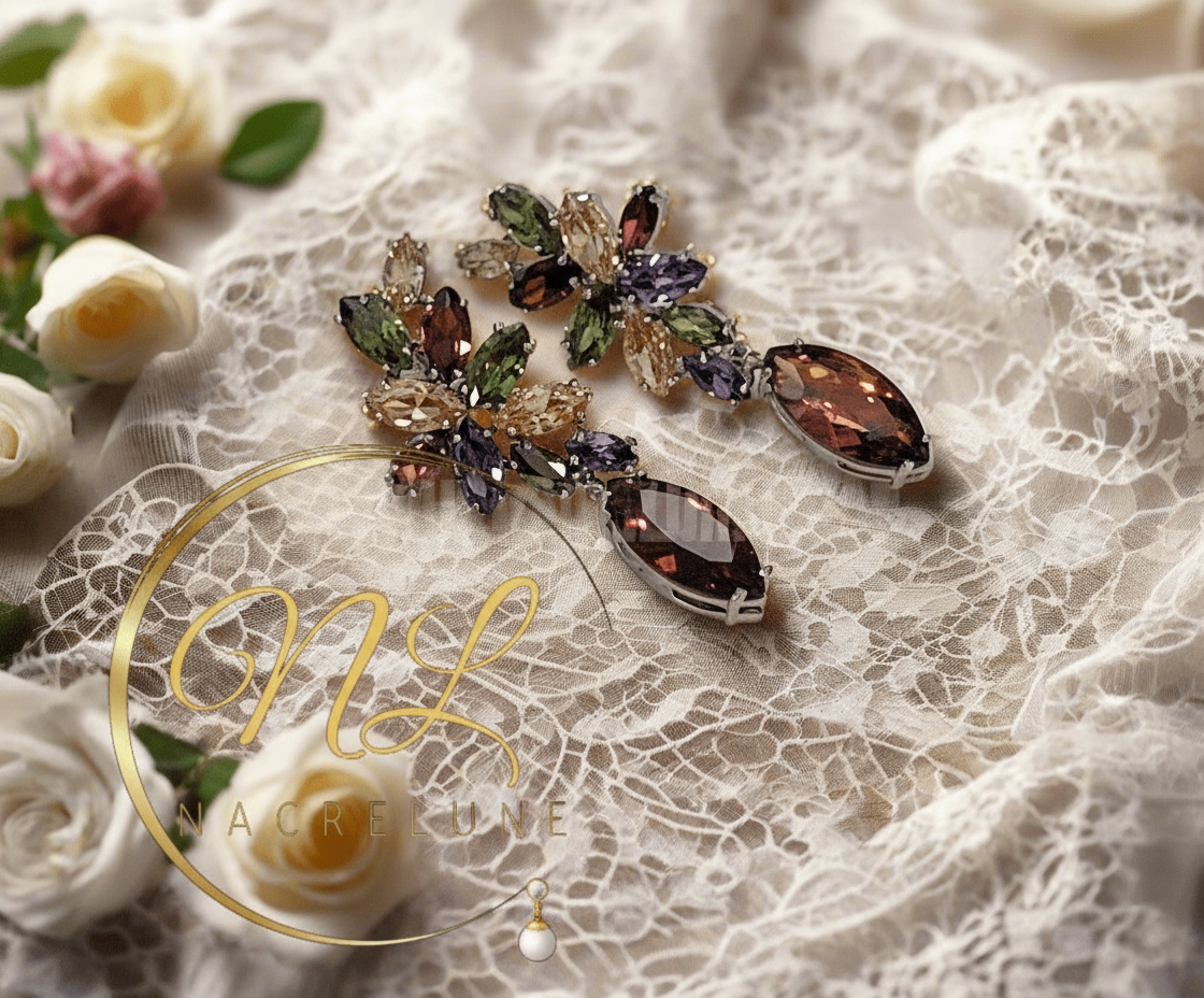 Grandes boucles d'oreille zirconia multicolores NACRELUNE boucles d'oreille