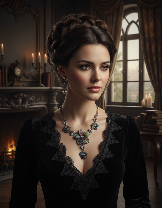 Parure fleurs en pavage de strass NACRELUNE parure