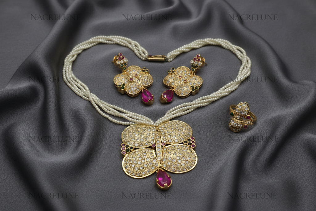 Parure en zirconia sur perles fines nacrelune.com parure